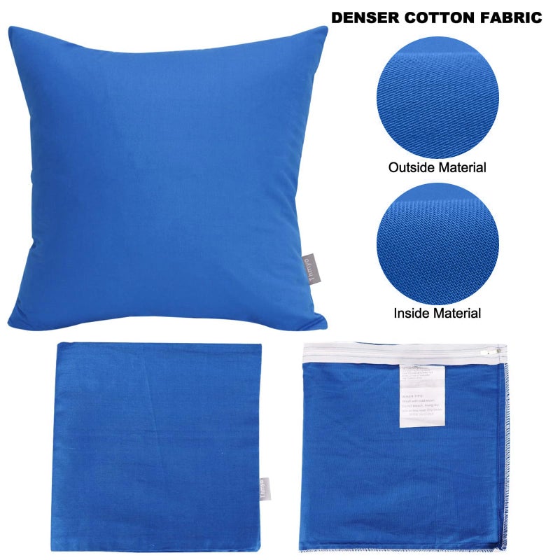Thmyo 4-Pack 100% Cotton Comfortable Solid Decorative Throw Pillow Case,Thmyo Square Cushion Cover Pillowcase Sublimation Blank Pillow Covers DIY Throw Pillowcase for Sofa Bedroom(16x16 inch/ 40x40cm,Blue) - Image 4